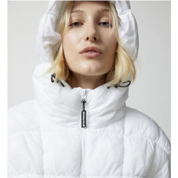 Urban Outfitters iets frans Ruched Puffer Jacket white size S - Picture 3 of 6
